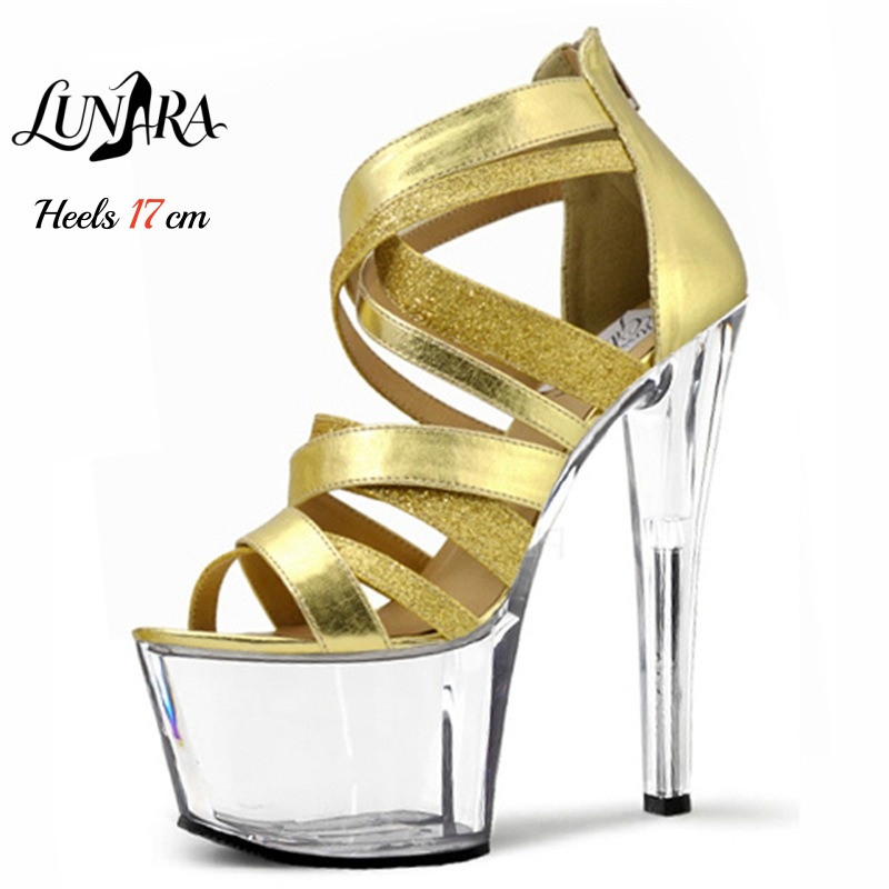 Sandal Strappy Heeled - 17 cm/7 inch goud metallic strappy