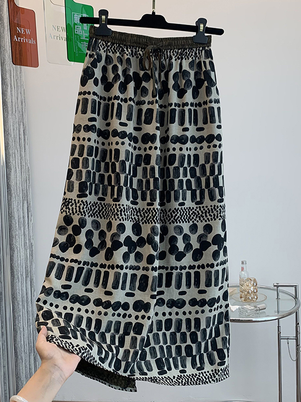Midi Skirt Floral - Retro bloemenprint losse lichtgewicht zomer midi