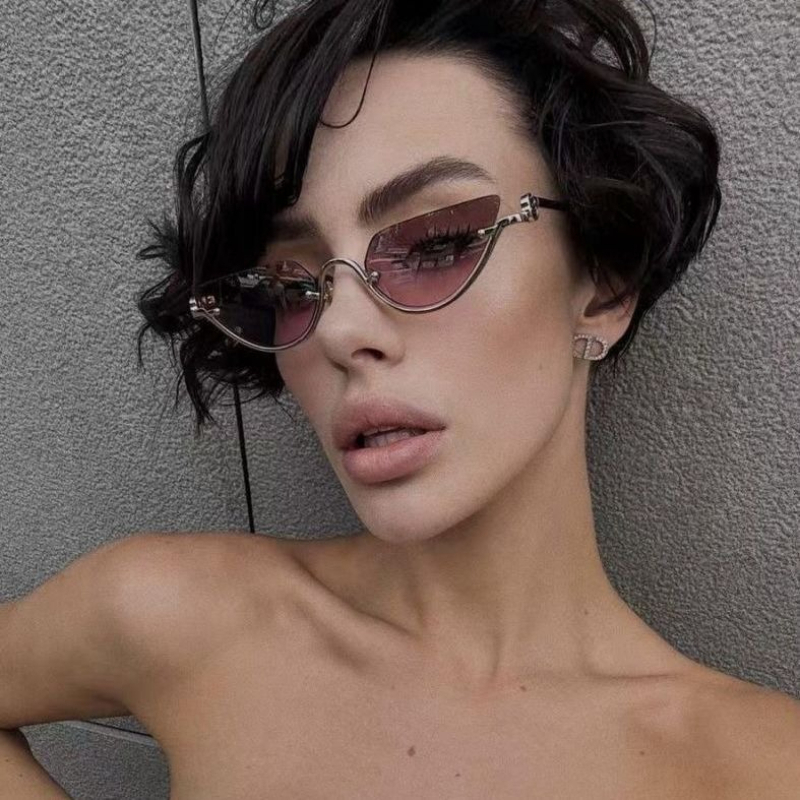 Sunglasses Cat Eye - Modieuze metalen halfmontuur cat eye zonnebril