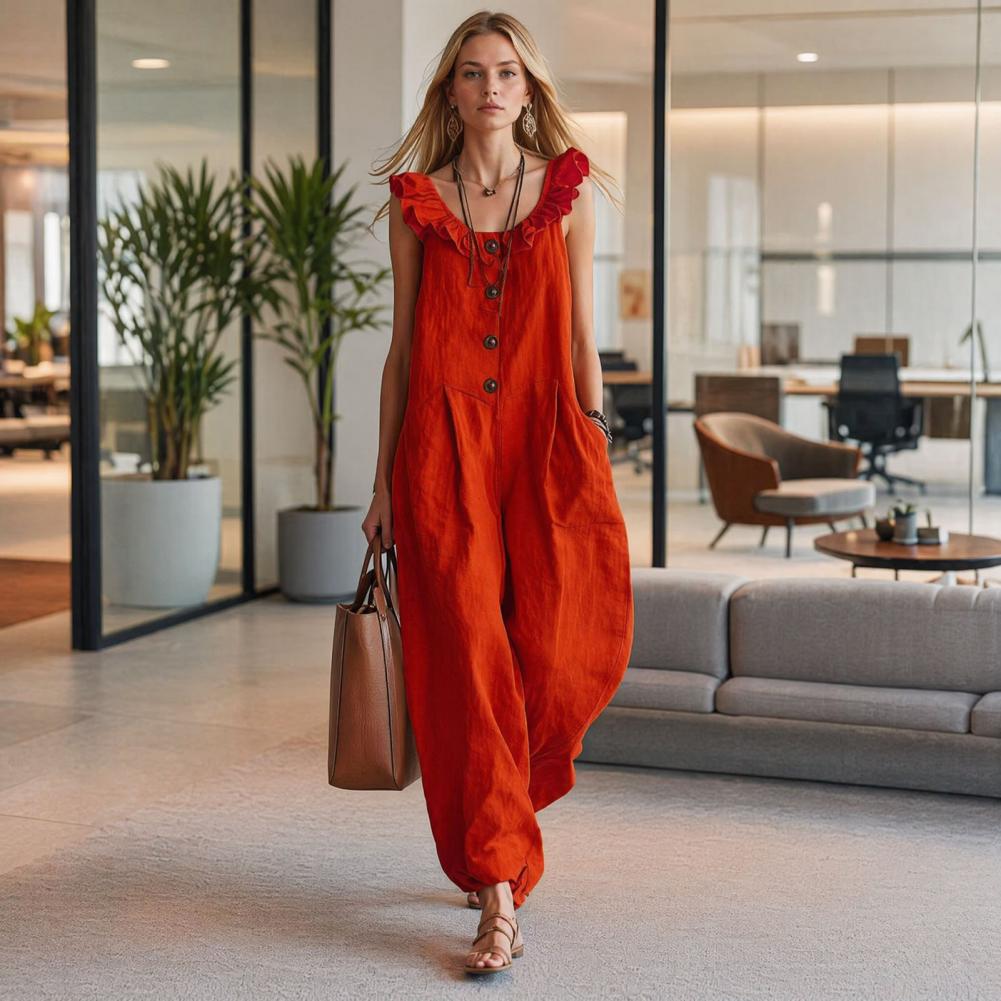 Dames jumpsuit Ademende, ontsp - Jumpsuit Linen Relaxed recensie en prijs