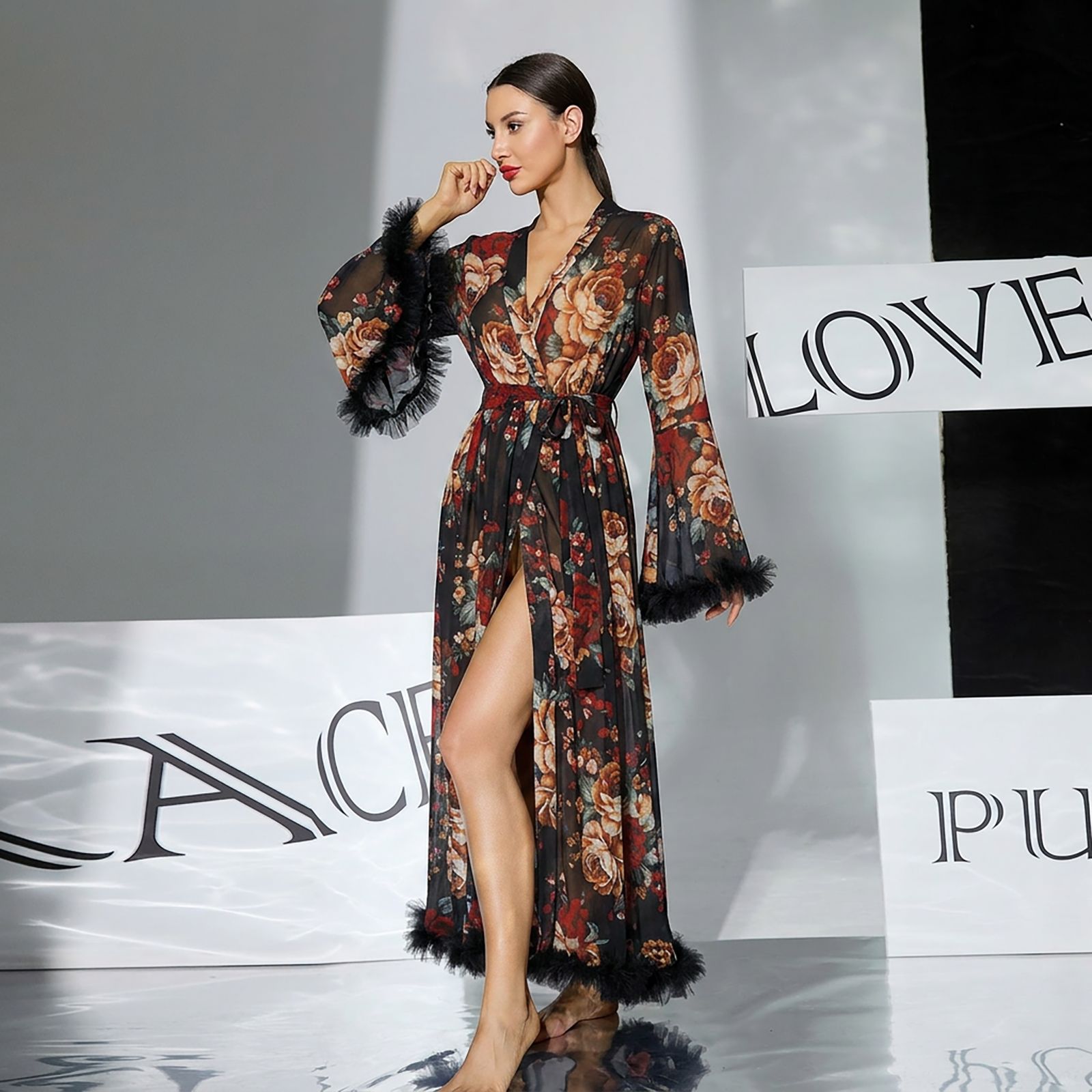 Zomerse doorschijnende bedrukt - Kimono Sheer Floral recensie en prijs