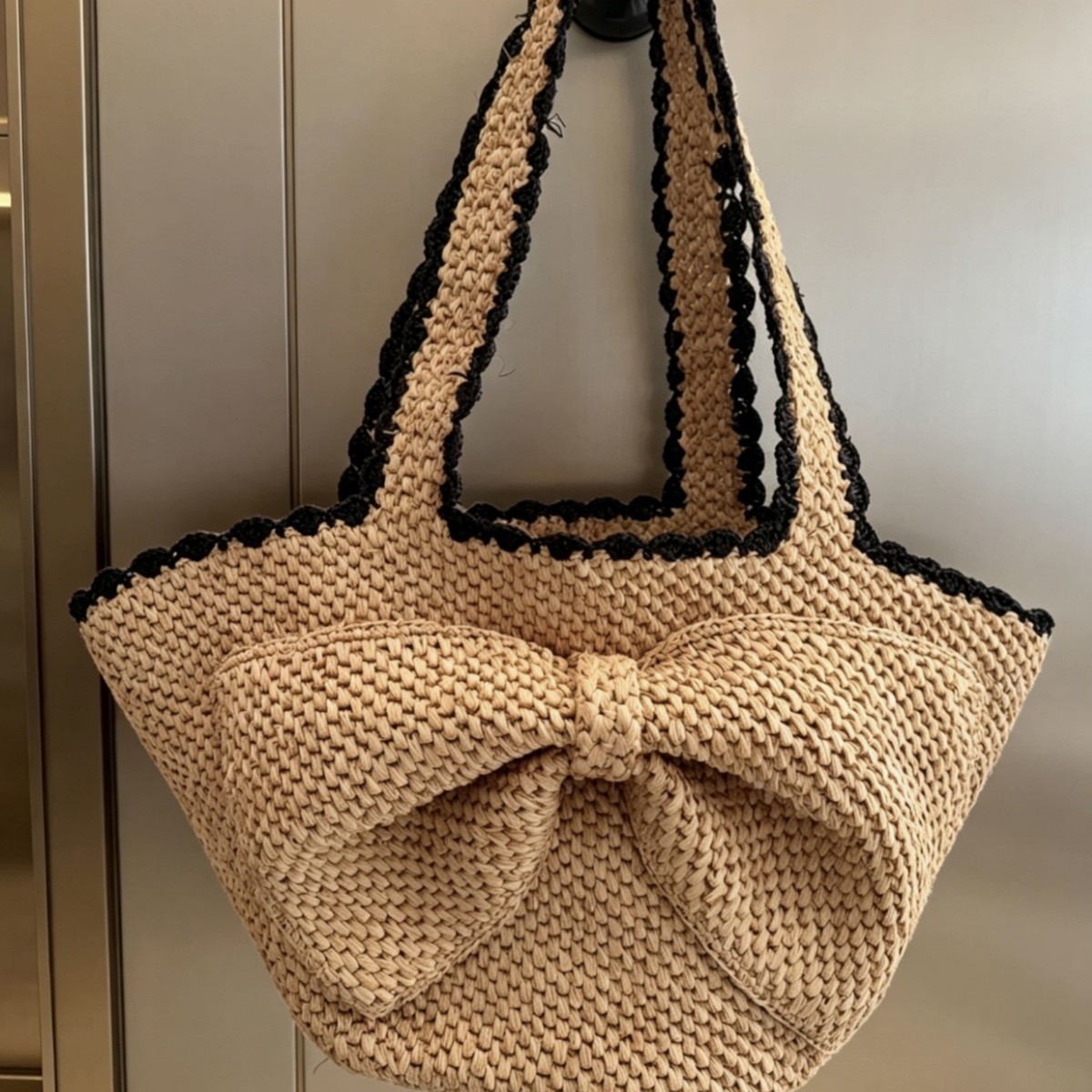 Nieuwe raffia strik gehaakte h - Crochet Bag Raffia recensie en prijs