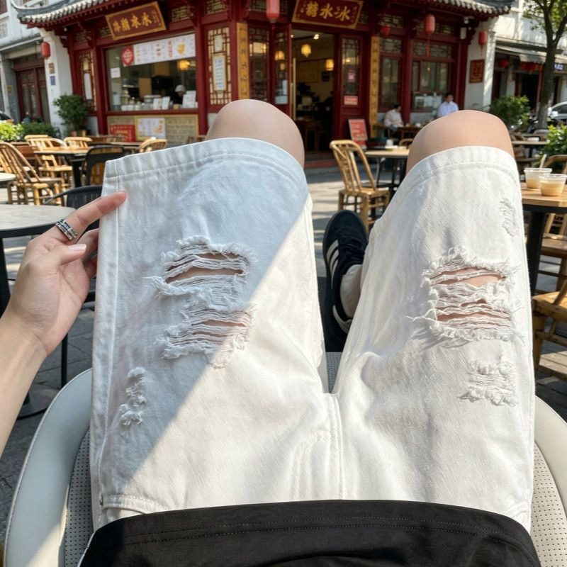 Heren elastische denim shorts  - Shorts Denim Frayed recensie en prijs