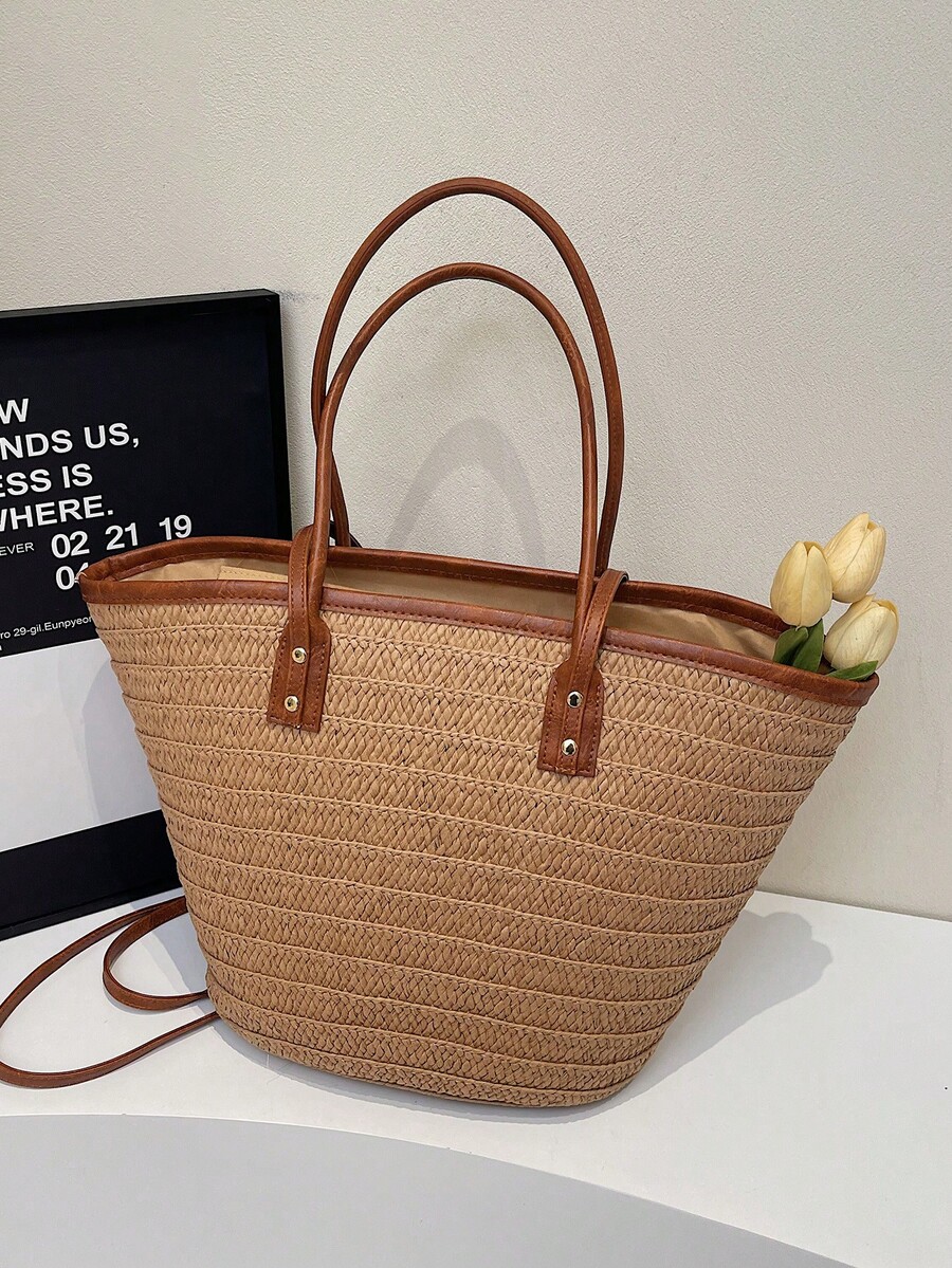 Modieuze geweven draagtas met  - Tote Bag Beach recensie en prijs